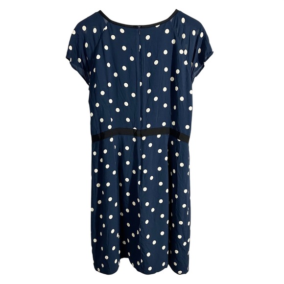 Boden Easy Day Polka Dot Above Knee Dress Blue 14 Business Casual French Girl - Picture 7 of 10